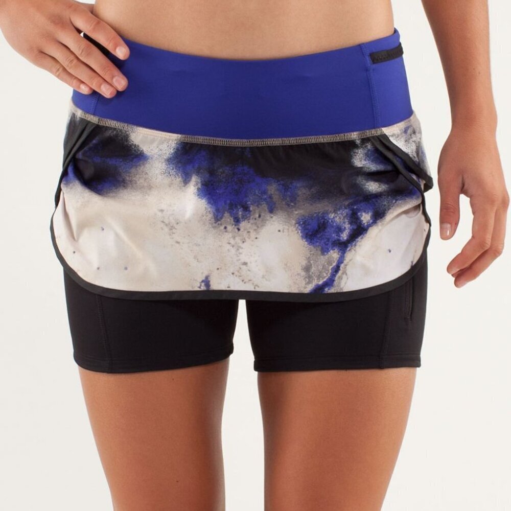 Lululemon Run: Speed Squad Skirt Milky Way Multi Print / Pigment Blue Size 4 - Picture 2 of 13